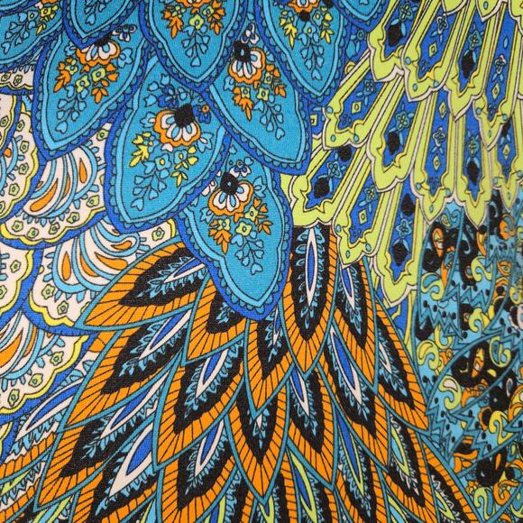 Hypnotized Womens Top Stretch Abstract Feathers Colorful Lounge Travel Vacation - Picture 4 of 12